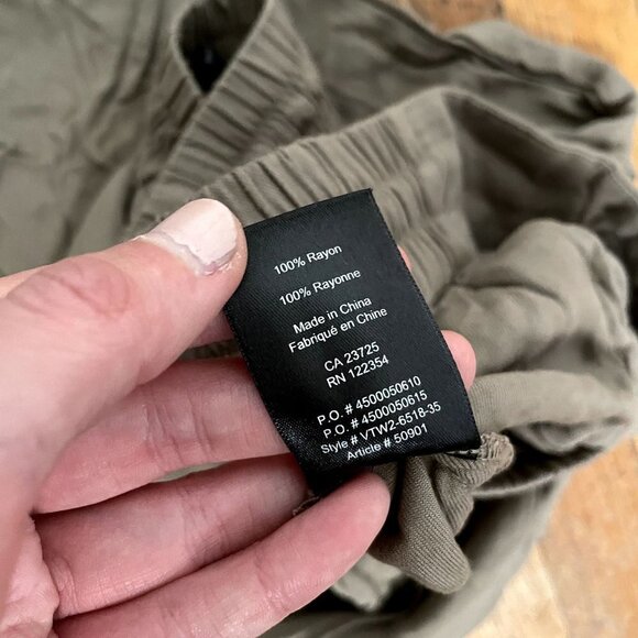 Talula olive green elastic waistband pockets casual pants sweatpants rayon - Picture 5 of 7